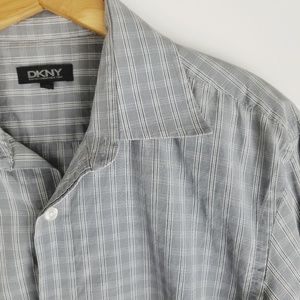 DKNY men's dress button down plaid shirt medium